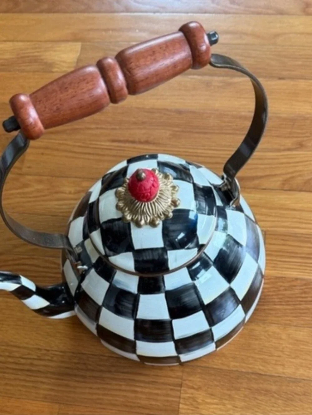 Mackenzie Childs Courtly check 3 Qt Tea Kettle, NEW